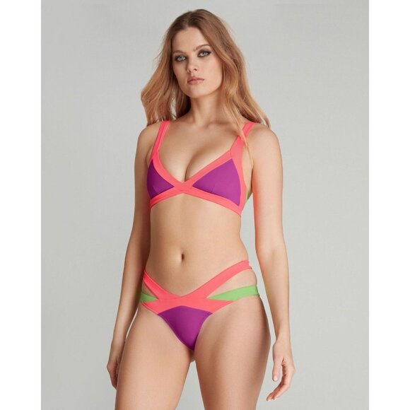 Agent Provocateur Mazzy Pink Green Purple Bikini Set 3/4 NWT - Picture 1 of 13